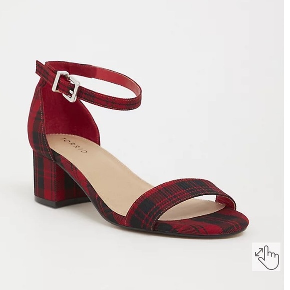 torrid Shoes - TORRID RED PLAID ANKLE STRAP BLOCK HEEL SIZE 11.5